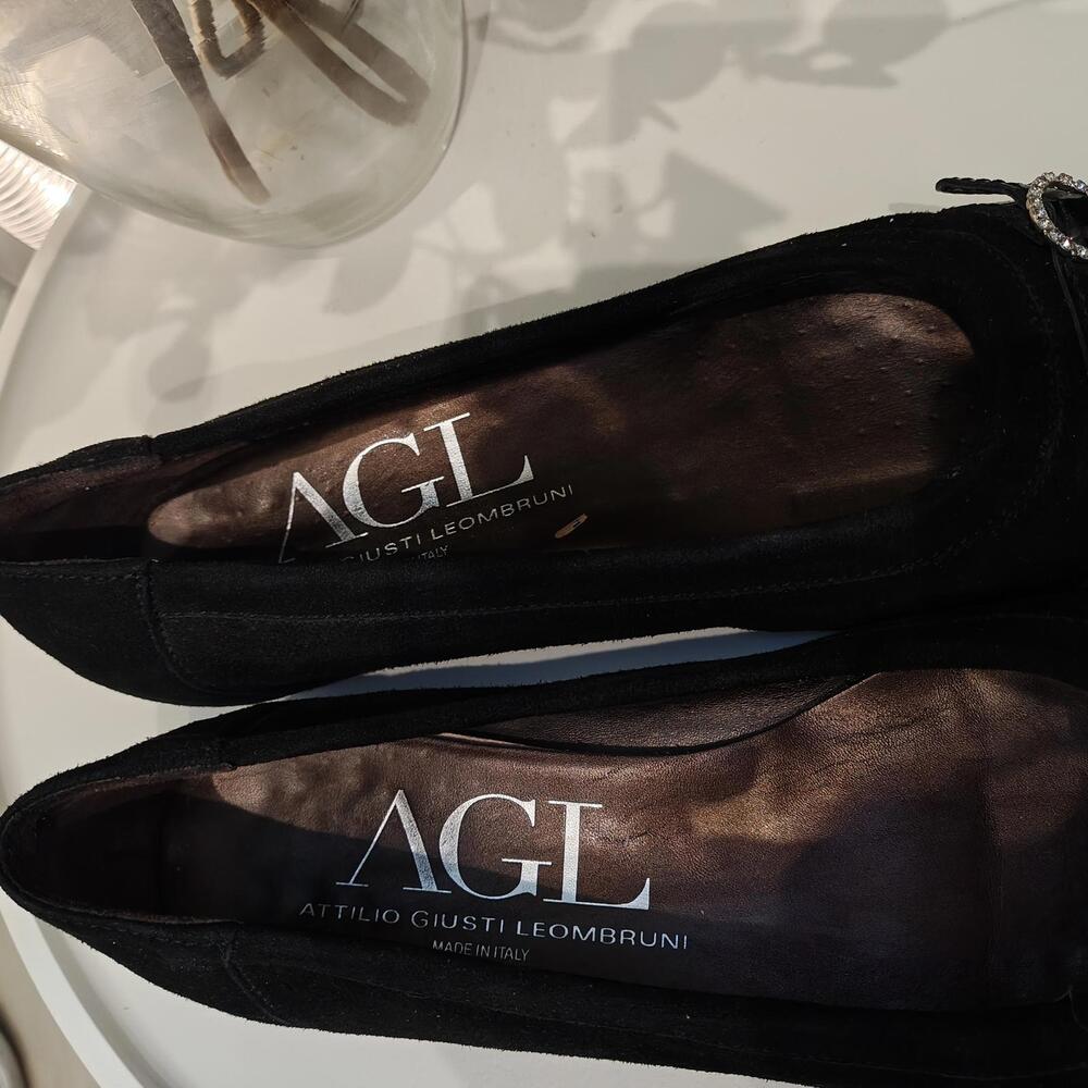 AGL Attilio Giusti Leombruni Black Suede Flat Sparkle Very Good SZ 40 (US 9) - Picture 5 of 6